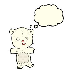 cartoon cute polar bear cub with thought bubble N18