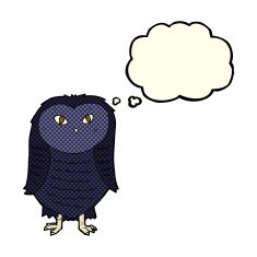 cartoon owl with thought bubble N33