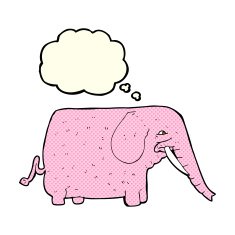 cartoon funny elephant with thought bubble N12