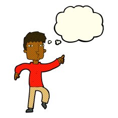 cartoon dancing man with thought bubble N9
