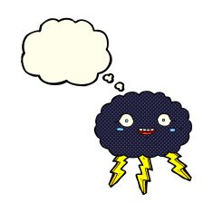happy cartoon rain cloud with thought bubble N3