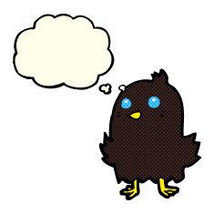 cartoon bird with thought bubble N140