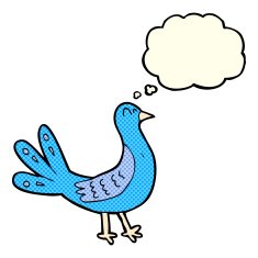 cartoon bird with thought bubble N141