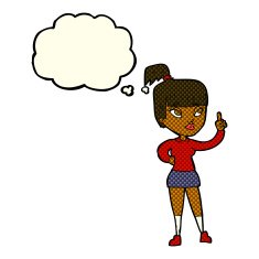 cartoon attractive girl with idea thought bubble N6
