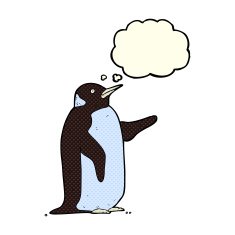 Cartoon Penguin With Thought Bubble N6