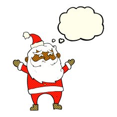 cartoon happy santa claus with thought bubble N16
