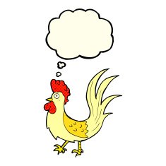 cartoon cockerel with thought bubble N15