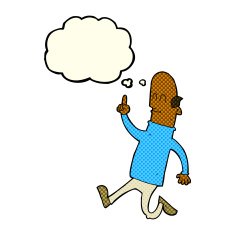 cartoon bald man with idea thought bubble N11