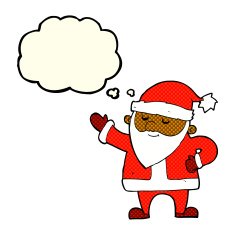 cartoon santa claus with thought bubble N100