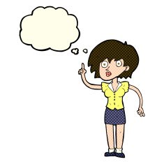 cartoon woman with question thought bubble N6