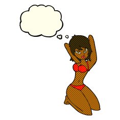 cartoon sexy woman posing with thought bubble N5