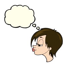 cartoon pretty woman with thought bubble N139