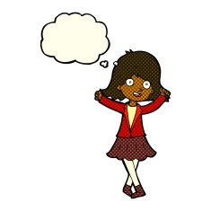 cartoon happy girl with thought bubble N47