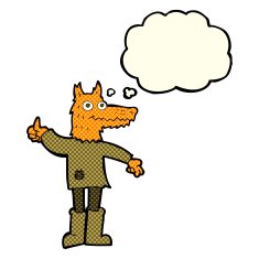 cartoon fox man with thought bubble N27