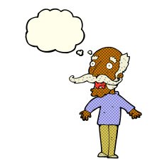 cartoon old man gasping in surprise with thought bubble N4