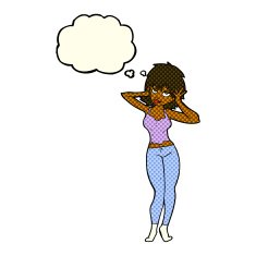 cartoon pretty woman with thought bubble N140