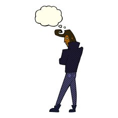 cartoon cool guy with thought bubble N5