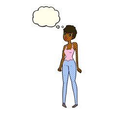 cartoon pretty woman with thought bubble N142