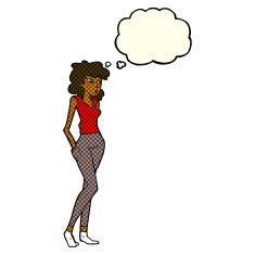 cartoon pretty woman with thought bubble N143