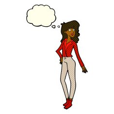 cartoon pretty woman with thought bubble N144