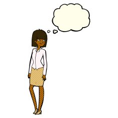 cartoon pretty businesswoman with thought bubble N6