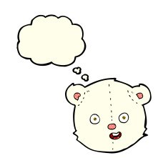 cartoon polar teddy bear head with thought bubble N3