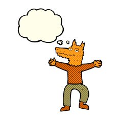 cartoon fox man with thought bubble N28