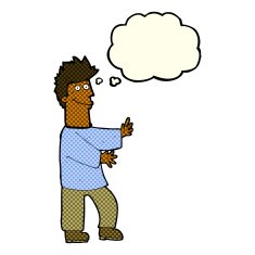 cartoon happy man with thought bubble N237