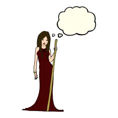 cartoon sorceress with thought bubble N6