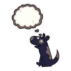 cartoon happy dog with thought bubble N48