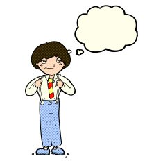 cartoon man wearing braces with thought bubble N6