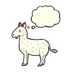 cartoon mule with thought bubble N6