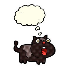 cartoon shocked cat with thought bubble N6