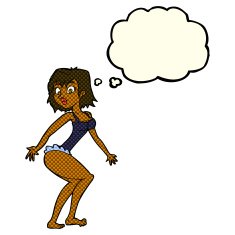 cartoon woman in lingerie with thought bubble N27