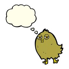 funny cartoon bird with thought bubble N67