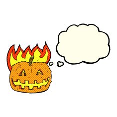 cartoon pumpkin with thought bubble N12