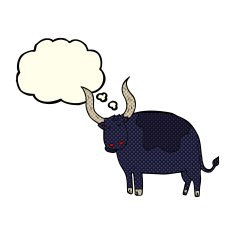 cartoon ox with thought bubble N5