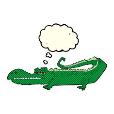 cartoon crocodile with thought bubble N22