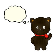 cute cartoon black bear with thought bubble N34