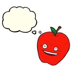 cartoon happy apple with thought bubble N5
