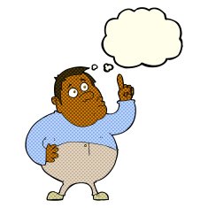 cartoon man asking question with thought bubble N28