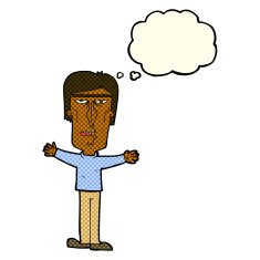 cartoon angry man with thought bubble N48