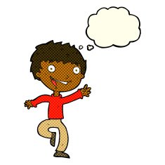 cartoon excited boy with thought bubble N82