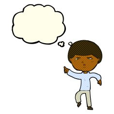 cartoon annoyed man with thought bubble N43