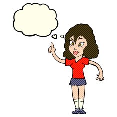 cartoon pretty woman with idea thought bubble N36