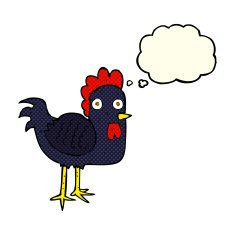 cartoon chicken with thought bubble N11