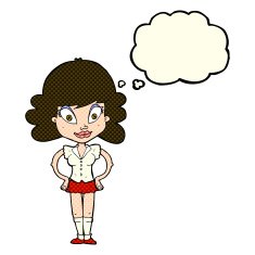 cartoon pretty woman with thought bubble N145