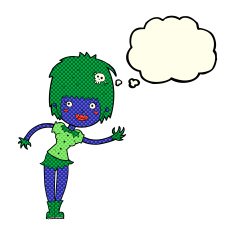 cartoon vampire girl with thought bubble N119