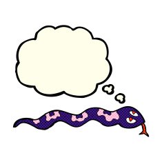 cartoon hissing snake with thought bubble N6