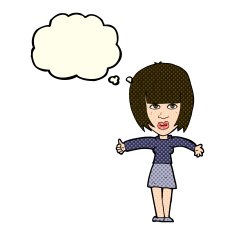 Cartoon Annoyed Woman With Thought Bubble N96